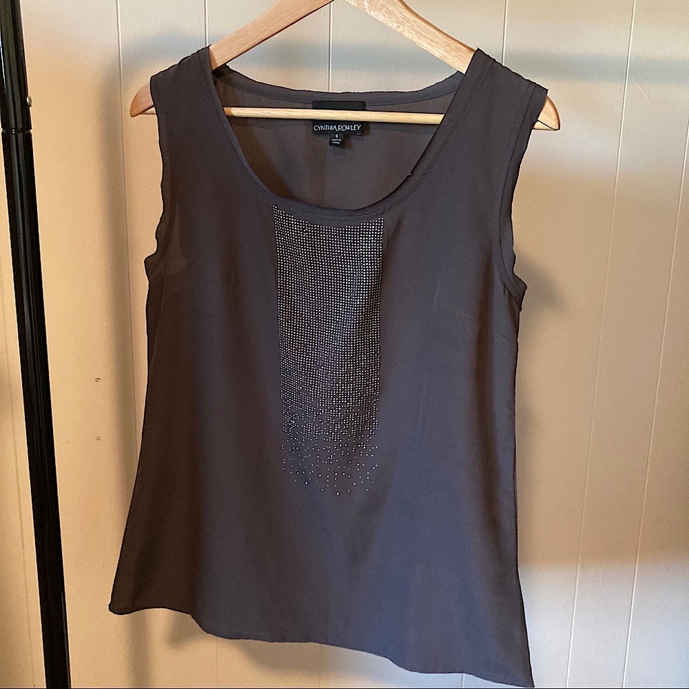 Cynthia Rowley Embellished Sleeveless Top Black Size Small S